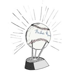 a drawing of a baseball on top of a base