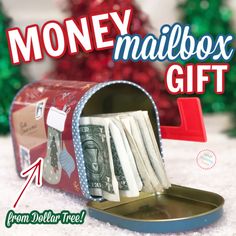 money in a mailbox with the words money mailbox gift