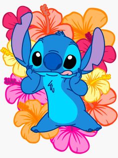 an image of stitcher with flowers in the background and text that reads, i love stitch