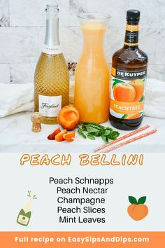 the peach bellini recipe is ready to be made in less than 10 minutes and it's perfect for summer