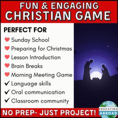 a poster with the words fun and engaging christian game