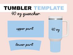 the tumbler mug is labeled with instructions for how to use it and what to put in it