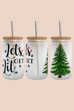 Let's Get Lit Christmas 16oz Holiday Libbey Glass Tumbler - ShopSpoiled Glass Tumbler Design, Wine Stickers, Lets Get Lit, Sublimation Images, Glass Tumblers, Christmas Accessories, Libbey Glass, Christmas Stocking Stuffers, Initial Jewelry