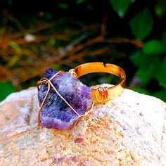 Amethyst Harmony Ring Adjustable Ring Raw Gemstone Ring Heart Chakra Ring Dainty Wire Ring Healing Crystal All Natural Raw Gems Are Securly Wrapped And Cages Into A Simple, Solid Design Of Pure Copper Wire. -None Treated, Or Colored, High Quality Crystals Purple Birthstone Crystal Ring As Gift, Purple Birthstone Crystal Ring For Gift, Gold Amethyst Ring With Large Stone As Gift, Spiritual Purple Crystal Birthstone Ring, Adjustable Purple Crystal Ring For Healing, Purple Amethyst Ring Gift, Purple Crystal Ring With Natural Stones, Purple Amethyst Adjustable Ring, Adjustable Amethyst Crystal Ring With Natural Stones