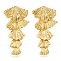 PRICES MAY VARY. 💖Gold Shell Earrings: These shell earrings are designed from simple shell shapes for stylish simplicity their eye-catching and add a charming and coastal flair to your ensemble. 💖Shell Drop Earrings Size: These seashell dangle earrings are approximately 1.85 inches in length, 0.79 inches in width, and weigh about 0.31 ounces.and Hypoallergenic Wear with confidence 💖Summer Beach Earrings:These seashells drop earrings for women will look great with many of your outfits on many Beach Wear Jewellery, Summer Earrings, Gold Beach Jewelry, Beach Earrings Summer, Beach Jewelry Earrings, Gold Shell-shaped Earrings For Party, Beach Wedding Earrings, Luxury Statement Shell-shaped Earrings, Ocean-inspired Gold Shell Earrings