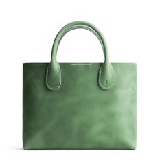 Cucumber*Large | Mid-size tote purse with  structured leather handles and crossbody strap Modern Green Shoulder Bag With Smooth Grain, Green Rectangular Bag With Smooth Grain, Modern Leather Box Bag For Errands, Modern Green Soft Leather Satchel, Rectangular Shoulder Bag With Smooth Grain For Errands, Rectangular Smooth Grain Shoulder Bag For Errands, Modern Green Box Bag For Everyday Use, Modern Green Box Bag For Everyday, Dragon Bones