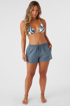 Ready for surf days or lounging on the sand. This classic stretch boardshort has a high rise fit and solid color detail. O'Neill Women's stretch board short O'Neill Blue Collection 3" Inseam High rise fit Stretch fabrication Angled leg opening 74% Polyester, 18% Cotton, 8% Elastane | O'Neill Women's Boneyard 3" Stretch Boardshorts in Washed Slate, Size XS, Elastane/Polyester Short O, Body Measurements, Board Shorts, Womens Swimwear, Topshop, Solid Color, Fabric, How To Wear, Clothes