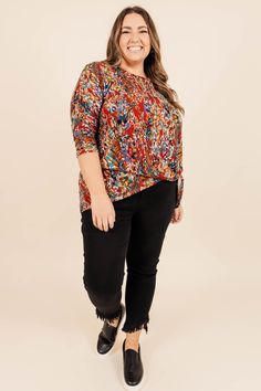 Everyone will love this trendy new top! This top has a fun floral print with a beautiful marsala color you can style for every occasion! It's comfortable for all day wear, has a figure-flattering fit, and features the cutest knotted hemline! Simply, pair this top with skinnies and booties for an effortlessly chic look! 95% Polyester, 5% Spandex Casual Tops With Vibrant Print For Fall, Floral Print Patterned Rayon Tops, Patterned Floral Print Rayon Tops, Floral Print Rayon Tops, Versatile Multicolor Tops For Spring, Red Tops With Vibrant Print For Fall, Floral Print Rayon Tops For Fall, Patterned Floral Print Tops For Fall, Floral Print Patterned Tops For Fall