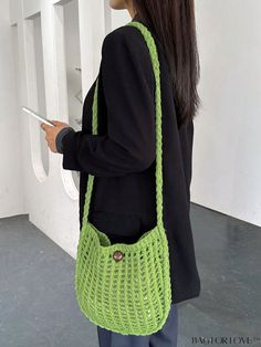 BagForLove - Stylish Hollowed Out Crochet Shoulder Bag with Spacious Capacity for Women Product Description Color Green Details Hollow Bag Size Medium Style Vacation Type Crochet Bags Pattern Type Plain Strap Type Top Handle Features Lightweight Closure Type No-closure Composition 100% Polyester Material Fabric Size Chart INCH CM Bag Length Bag Width Bag Height Handle Height 11.4 inch 0.6 inch 9.8 inch 17.7 inch Bag Length Bag Width Bag Height Handle Height 29 cm 1.5 cm 25 cm 45 cm Details Pictu Green Crochet Bag With Large Capacity For Spring, Large Capacity Green Crochet Bag For Spring, Trendy Crochet Bag With Large Capacity, Large Capacity Trendy Crochet Bag, Green Casual Crochet Bag For Spring, Casual Green Crochet Bag For Spring, Casual Green Crochet Bag For Daily Use, Green Trendy Crochet Travel Bag, Trendy Green Crochet Travel Bag