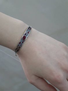 Sterling Silver Adjustable Bracelet, Craved symbols of Armenia, Grape Symbol of Armenia Weight - approximately 6,5 grams Lenght -15- 25 cm, per customer request High quality silver and impressive craftsmanship, MASTERLY handcrafted 925 STERLING SILVER bracelet Shipping time: Europe 3-4 weeks USA and other countries 3-4 weeks Stick Earrings, Sweet Jewelry, Garnet Bracelet, Ancient Jewelry, Party Earrings, Garnet Earrings, Jewelry Lookbook, Art Deco Earrings, Jewelry Outfit