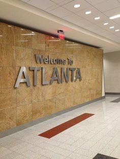 the welcome sign to atlanta is displayed on the wall