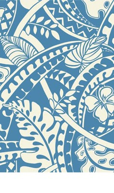 a blue and white wallpaper with an intricate design