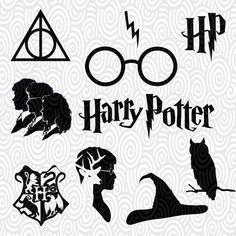 harry potter silhouettes are shown in black and white