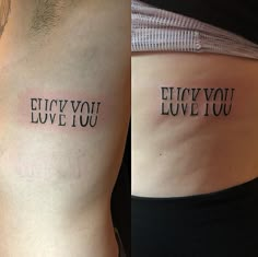 two pictures of the same person with tattoos on their stomachs