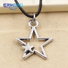 Fashion Tibetan Hollow Double Star Pendant Necklace Choker Charm Zinc Alloy Black Leather Cord Handmade Jewelry for Women Chokers Necklaces Material: Leather Free Shipping Worldwide! 🗺️ Takes 2-6 weeks to arrive to be delivered to most countries. Faster shipping options available at checkout for USA customers. Women Choker Necklace, Y2k Necklace, Star Charm Necklace, Womens Chokers, Star Pendant Necklace, Charm Necklace Silver, Funky Jewelry, Necklace Choker, Necklace Online