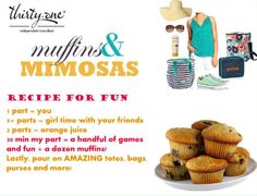 an advertisement for muffins and mimosas