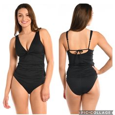 V-Neck Tankini Twist-Front Neckline Shoulder Straps Tie In Back Molded Cups Built-In Tummy Control Slimming Shirred Details Top :Only 6#76 Elegant Fitted V-neck Tankini, Elegant Stretch V-neck Tankini, Elegant V-neck Stretch Tankini, Elegant V-neck Tankini For Vacation, Black V-neck Stretch Tankini, Goddess Twist, Black Swim Trunks, Halter Bra Top, Halter Top Tankini