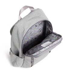 There's no better way to accommodate your day than by carrying a colorful water-repellent backpack in our durable Lighten Up material. Outlet Exclusive Front compartment features a zip pocket Back compartment features a laptop sleeve Holds up to a 15" laptop Zip closures. Dimensions: 12. 0" w x 16. 5" h x 6. 25" d Handle/Strap Adjustable straps 33. 0" Handle drop 3. 0" Vera Bradley Outlet Sporty Backpack in Medium Heather Gray On-the-go Nylon Backpack With Laptop Sleeve, Versatile School Backpack With Laptop Sleeve, Back To School Nylon Laptop Bag, Casual Nylon Laptop Bag For On-the-go, Casual Laptop Bag For Back To School With Zipper, Casual Nylon Laptop Bag For Daily Use, Casual Nylon Laptop Bag For Commuting, Gray Laptop Backpack For Travel, Back To School Nylon Laptop Bag With Zipper