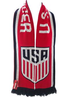 Wrap up against the chill on the cold days cheering on the Team USA with this Team USA USA Soccer Split Crest Scarf. This Scarf features a 100% acrylic jacquard knit. Mens Scarf, Scarf Hanger, Scarf Knots, Us Soccer, Free Scarf, Usa Soccer, Football Design