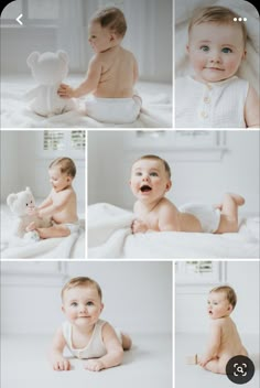 a collage of baby pictures with teddy bears