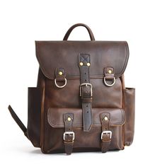 Backpack Vintage Brown Leather Backpack For Everyday Carry, Classic Backpack With Adjustable Strap For Everyday, Leather Backpack For Adventure, Classic Rectangular Backpack For Trips, Brown Everyday Carry Backpack With Adjustable Strap, Classic Adventure Bag With Leather Lining, Rugged Brown Leather Backpack For Travel, Classic Backpack With Waxed Finish For Everyday Use, Classic Backpack With Adjustable Strap For Trips