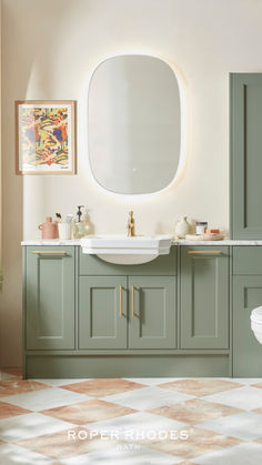 Embrace the timeless charm of sage green with this fresh and soothing finish, ideal for neutral settings. Maximize your bathroom space with this cleverly designed fitted bathroom setup, featuring a basin unit between two tall pull-out drawers and extra countertop storage for all your essentials. Tree Cottage, Laminate Worktop, Bathroom Necessities, Soft Colour, Basin Unit, Ash Tree, Fitted Bathroom, Countertop Storage, Pull Out Drawers