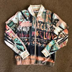 True Religion Venice Beach Bomber Jacket Size S | Style W17sj07d9g New With Tag Casual Summer Outerwear With Graphic Print, Casual Multicolor Outerwear For Spring, Multicolor Casual Spring Outerwear, Casual Multicolor Spring Outerwear, Urban Multicolor Outerwear For Spring, Casual Spring Outerwear With Graphic Print, Urban Multicolor Spring Outerwear, White Spring Travel Outerwear, Multicolor Graphic Print Outerwear For Summer