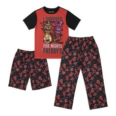 Dive into the thrilling world of Five Nights at Freddy's with our Youth Sleepwear Set in striking black and red! This set, featuring a comfortable tee shirt, sleep shorts, and sleep pants, is designed for young FNAF enthusiasts who crave both style and comfort. Crafted from high-quality 100% polyester, it offers a soft and durable touch, ensuring your child's nights are filled with cozy dreams and excitement. The FNAF-themed design showcases fan-favorite characters, making bedtime an adventure. Fnaf Clothes, Fnaf Merch, Crimson Knight, Sleep Pants, Sleep Shorts, Pants Large, Sleepwear Sets, Houston Astros