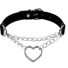 Pu Leather Choker Necklace Adjustable Heart Chain Neck Collar Goth Punk Specifications - Total Length: 16.5 Inch - 17 Inch - Suit For Neck Size From About 11 Inch To 16 Inch Day Collar For Subs, Collar Necklaces, Goth Choker, Day Collar, Leather Choker Necklace, Heart Chain, Leather Chokers, Goth Punk, Choker Collar