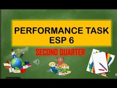 the words performance task esp 6 are in front of a green chalkboard with school supplies