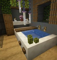 a room with a pool in the middle and some blocks on the floor next to it