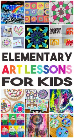 the cover of elementary art lessons for kids