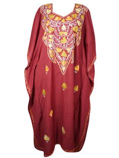 Bohemian Holiday, Embroidered Caftan, Kaftan Dresses, Dresses Yellow, Maxi Kaftan, Bohemian Maxi, Kimono Sleeves, Caftan Dress, Bohemian Fashion