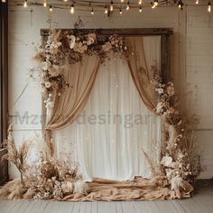 an image of a wedding stage set up with flowers and greenery on the floor