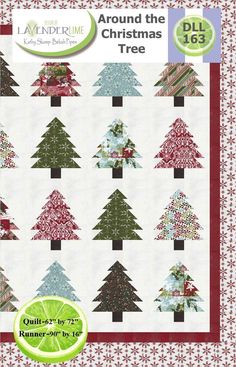 the christmas tree quilt pattern is shown in red, white and green