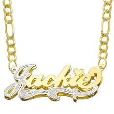 PRICES MAY VARY. You can choose any name up to 8 letters. Contact us for extra letters or any customization request. Select "Gift Message" in the Cart and input your name at the Checkout. Solid 14 Karat Gold Height: 0.50 inches Width: 1.37 inches (it varies on how many characters on letters) This necklace is made of 14 karat solid gold. The pendant rests from a white pave figaro chain closing with a lobster claw clasp. The chain length is available from 12-inch to 20-inch. 3d Name, Figaro Chain, Name Necklace, Pyramid, Solid Gold, Two Tone, Chain, Gold