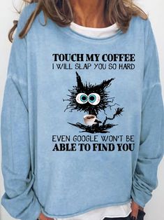 Women's Funny Coffee Letter Black Cat Casual Sweatshirt | lilicloth Coffee Letter, Casual Basics, Sweatshirts Pattern, Cat Graphic, My Coffee, Vintage Casual, Women Hoodies Sweatshirts, Find You, Funny Coffee