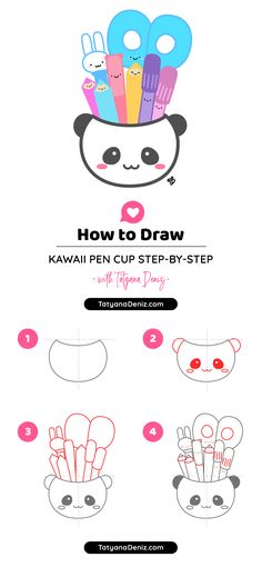 the instructions for how to draw a panda bear