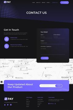 the landing page for an app that is designed to look like it has purple and black colors