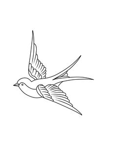 a black and white drawing of a bird flying