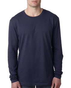 Men's Cotton Long-Sleeve Crew - MIDNIGHT NAVY - S | Next Level Men's Cotton Long Sleeve T-Shirt in Midnight Navy Blue Size Small | Ringspun Wholesale Shirts, Cotton Long Sleeve Shirt, Midnight Navy, Crew Shirt, Blue Gender, Knit Set, Label Sizes, Sleeve Cotton, Classic Looks