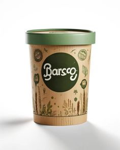 a close up of a cup of coffee on a white background with the word bargo printed on it