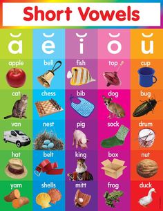 a poster with words and pictures on it that say short voiels in different languages