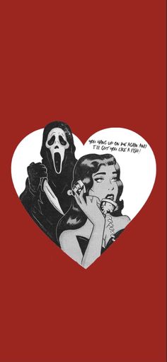 an image of a woman kissing a man in the shape of a heart with a ghost on it