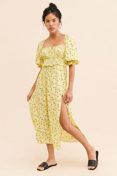 Rent Chrysanthemum Midi Dress from Nuuly. Pick 6 items for $98/month. Free shipping + returns. Yellow Smocked Bodice Flowy Dress, Yellow Flowy Dress With Smocked Bodice, Flowy Yellow Dress With Smocked Bodice, Spring Yellow Maxi Dress With Smocked Bodice, Yellow Smocked Bodice Maxi Dress For Spring, Yellow Midi Dress With Smocked Back, Yellow Smocked Bodice Midi Dress, Yellow Midi-length Dress With Smocked Back, Yellow Midi Dress With Smocked Bodice