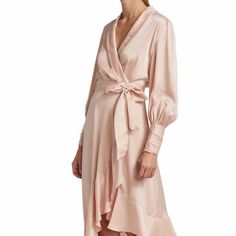 Brand New With Tags Mid Skirt, Estilo Real, Silk Wrap Dresses, Midi Wrap Dress, Wrap Midi Dress, Silk Midi Dress, Lilac Dress, Fashion Weeks, Pink Midi Dress