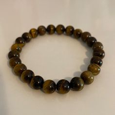 Never Worn Brown Beaded Round Crystal Bracelet, Casual Brown Round Beaded Jewelry, Casual Brown Bracelets With Gemstone Beads, Casual Brown Gemstone Beads Bracelets, Bracelets Bead, Earthy Bracelets, Brown Tiger Eye, Grunge Jewelry, Brown Bracelet