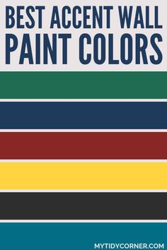 Collage of the best accent wall paint colors from popular brands. Colors For Accent Walls, Best Accent Wall Colors, Accent Wall Paint Ideas, Accent Wall Paint Colors, Wall Paint Ideas, Lime Green Walls, Red Paint Colors