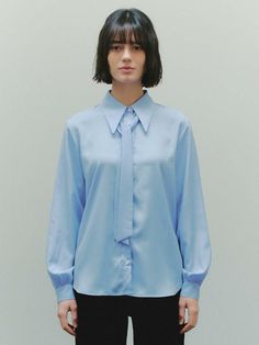 This is a modern and feminine shirt by PLAC that is made out of high quality and sturdy fabric. With unique design detail and trendy mood, you can style it for your casual and young daily outfit.- Standard silhouette- Natural flowy touch of the fabric- Shirring detail on the back- Detachable ribbon detail Light Blue Relaxed Fit Shirt For Workwear, Light Blue Relaxed Fit Shirt For Work, Blue Spread Collar Top For Work, Light Blue Relaxed Fit Blouse For Work, Modern Blue Blouse For Office, Blue Relaxed Fit Blouse For Office, Relaxed Fit Blue Blouse For Office, Chic Light Blue Shirt For Workwear, Modern Long Sleeve Blue Blouse