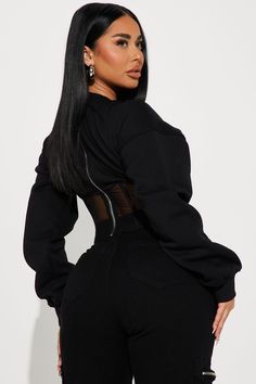 Available In Black. Corset Crew Neck Long sleeve Mesh Cut Out Boning Back Zipper Closure Stretch Self: 60% Cotton 40% Polyester Mesh: 92% Polyester 8% Elastane Imported | On A New Level Corset Sweatshirt in Black size Small by Fashion Nova Fall Crew Neck Crop Top For Night Out, Winter Crew Neck Tops For Night Out, Promotional Events, Black Corset, Knit Tops, Black Fashion, Fashion Nova, Knit Top, Cut Out